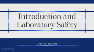 CHEM 113 Lab Safety Syllabus - Fall 2026