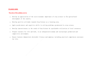 Crop Science Syllabus Aims & Objectives