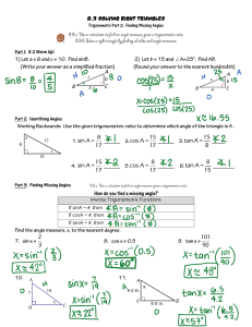 Solving Right Triangles: Finding Missing Angles