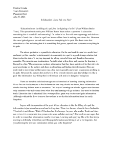 Is Education Like a Pail or a Fire? Yeats Quote Analysis