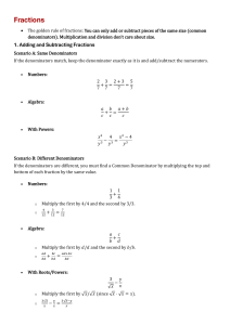Fractions: Rules for Adding, Subtracting, Multiplying, Dividing