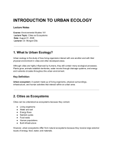 Introduction to Urban Ecology Lecture Notes