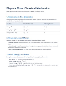 Physics Core: Classical Mechanics Fundamentals Review