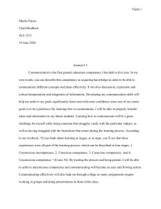 Journal #3: Communication & Analysis Competencies