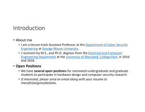 Cyber Security Research Introduction at George Mason University