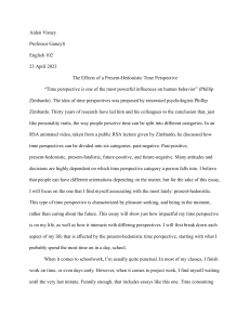Effects of Present-Hedonistic Time Perspective Essay