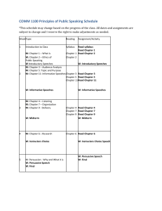 COMM 1100 Principles of Public Speaking Schedule
