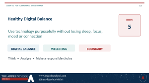 Healthy Digital Balance Lesson Plan Year 8 Computing
