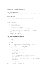 Chapter 1: Mathematical Preliminaries - Well-Ordering, Induction, Binomial Theorem