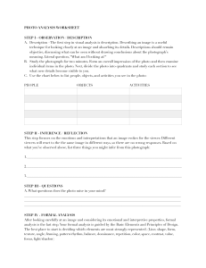 Photo Analysis Worksheet for Visual Learning