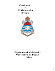 BS Mathematics Curriculum (4 Years) - University of the Punjab