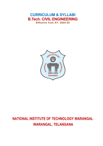 NIT Warangal B.Tech. Civil Engineering Curriculum 2024-25