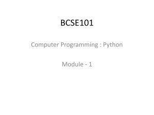 BCSE101 Python Programming Module 1: Algorithms, Flowcharts, Pseudocode