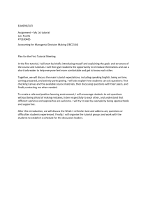 First Tutorial Plan for Accounting for Managerial Decision Making