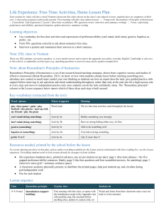 ESL Demo Lesson Plan: Free-Time Activities