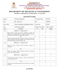 Mechanical Engineering Disaster Management Exam Paper (Aug 2026)