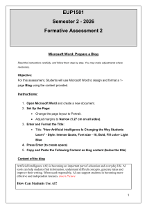 AI in Student Learning: Microsoft Word Blog Assignment