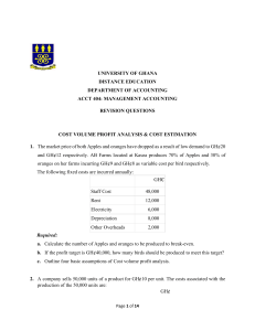 ACCT 404 Management Accounting Revision Questions