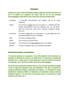 lecture iv - ecosystems population ecology and practical methods of evaluation