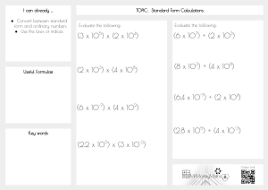 Standard Form Calculations Worksheet