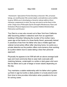 Speculative Fiction Character Development Homework