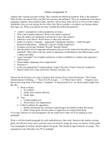 Online Assignment #1: Rhetorical Analysis of Op-Ed Essay