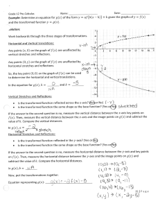 Grade 12 Pre-Calculus: Function Transformations Workbook