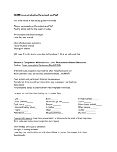 Exam 3 Notes: Rorschach & TAT Study Guide