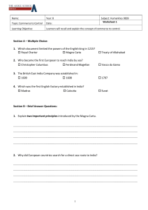 Year 8 Humanities Worksheet: Commerce to Control