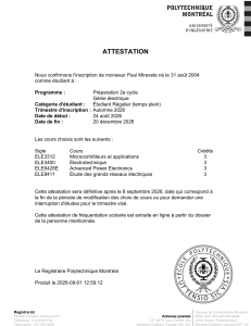 Attestation d'inscription - G&eacute;nie &eacute;lectrique - Polytechnique Montr&eacute;al