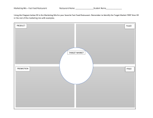 Marketing Mix Worksheet: Fast Food Restaurant