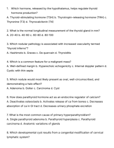 Thyroid and Parathyroid Gland Quiz