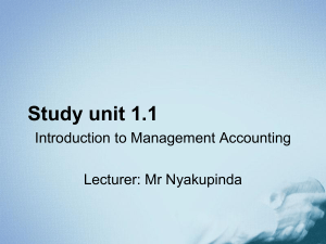 Introduction to Management Accounting Study Unit