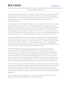 Legal Memo: Climate Change Nuisance Claims