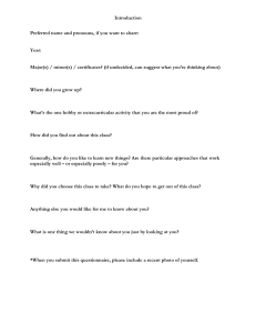 Student Introduction Questionnaire for Class