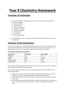Year 9 Chemistry Homework: Formulae & Atmosphere