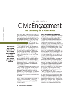 Civic Engagement: The University as a Public Good
