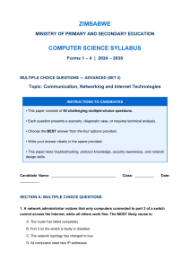 Zimbabwe Computer Science Syllabus MCQs (Forms 1-4)