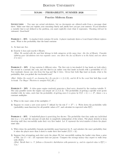Boston University MA581 Probability Practice Midterm Exam