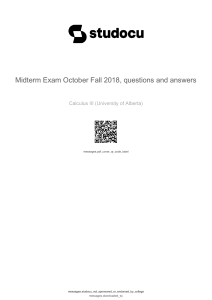 Calculus III Midterm Exam Fall 2018 Questions & Answers