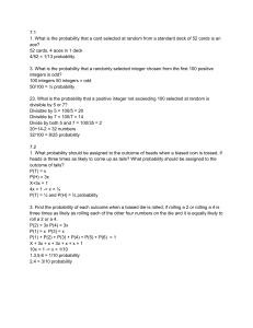 Probability Problems: Cards, Integers, Biased Coins & Dice