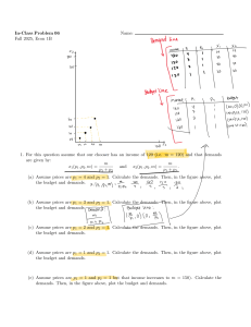 Economics Problem Set: Demand Functions & Budget Lines