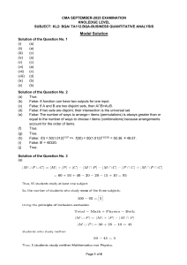 CMA 2025 KL2 BQA Exam Model Solutions
