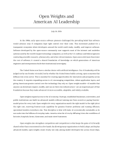 Open Weights and American AI Leadership: A Policy Brief