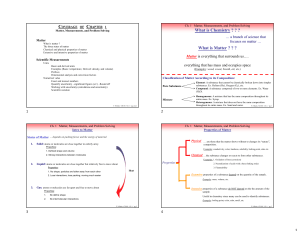 Chapter 1: Matter, Measurements, and Problem Solving