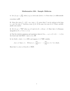 Mathematics 358 Sample Midterm Exam Problems