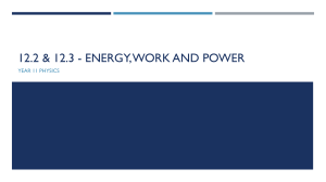 Year 11 Physics: Energy, Work & Power