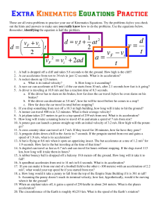 Kinematics Equations Practice Worksheet