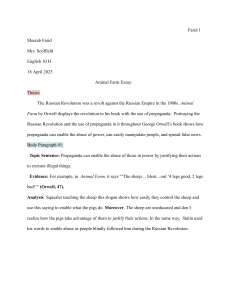 Animal Farm Essay: Propaganda & Russian Revolution
