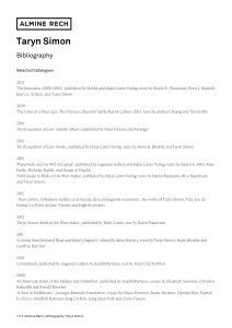 Taryn Simon Bibliography: Catalogues & Press